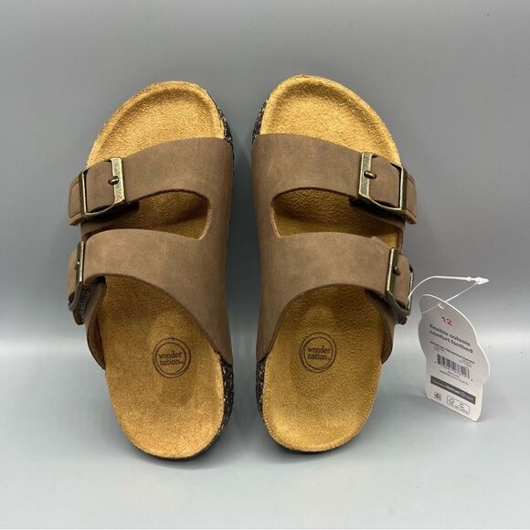 Wonder Nation Boys Two Buckle Slide On Sandals - Picture 3 of 6